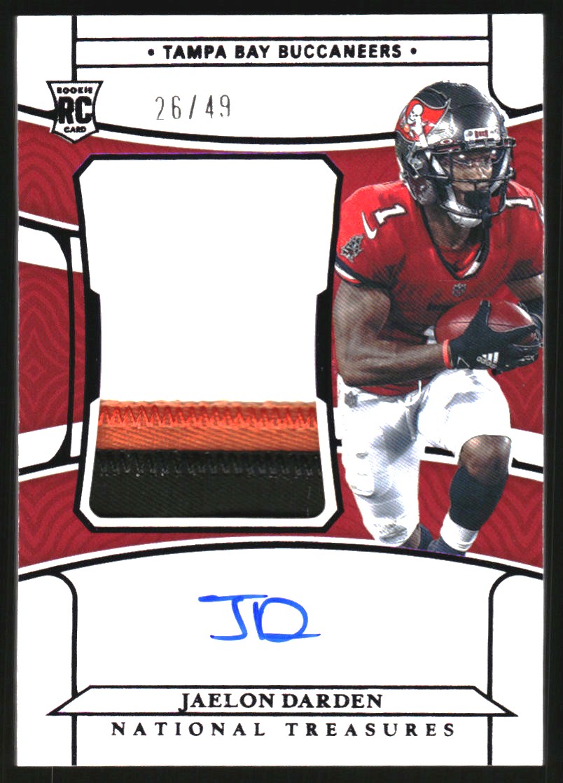2021 Panini National Treasures Purple #188 Jaelon Darden JSY AU