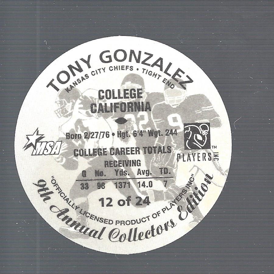 1997 King B Discs #12 Tony Gonzalez back image