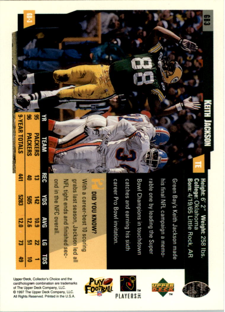 1997 Packers Collector's Choice #GB3 Keith Jackson back image