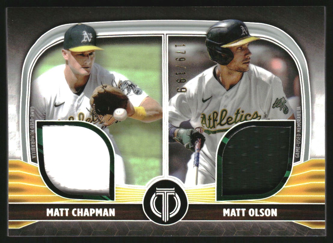 2022 Topps Tribute Dual Player Relics #DR2CO Matt Olson/Matt Chapman