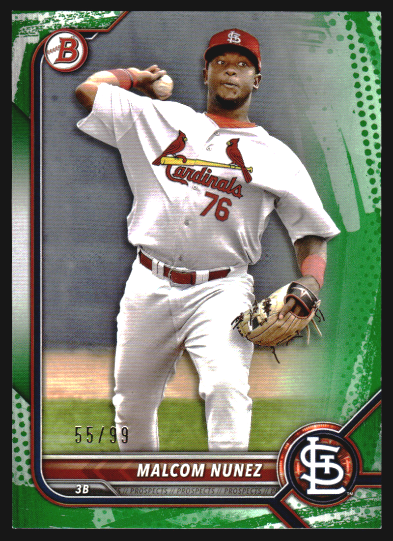 2022 Bowman Prospects Green Pattern #BP42 Malcom Nunez