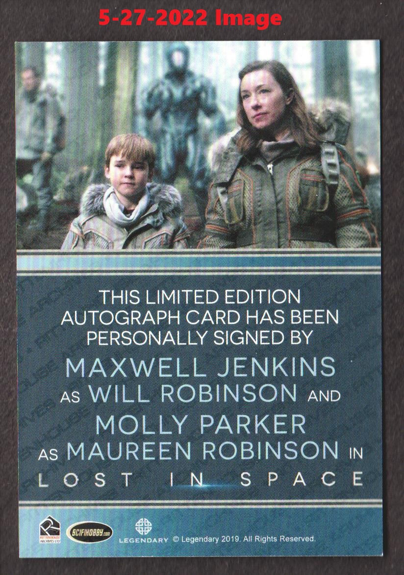 2022 Rittenhouse Lost in Space Collector's Set Dual Autographs #NNO Maxwell Jenkins/Molly Parker back image