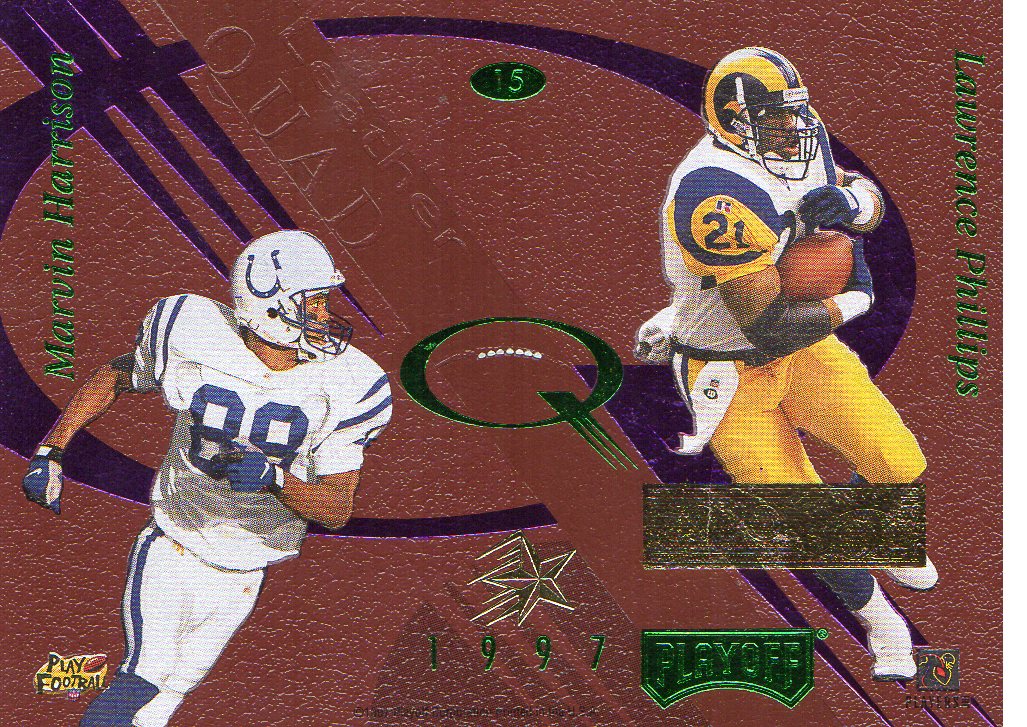 1997 Absolute Leather Quads #15 Chris Chandler/Thurman Thomas/Marvin Harrison/Lawrence Phillips