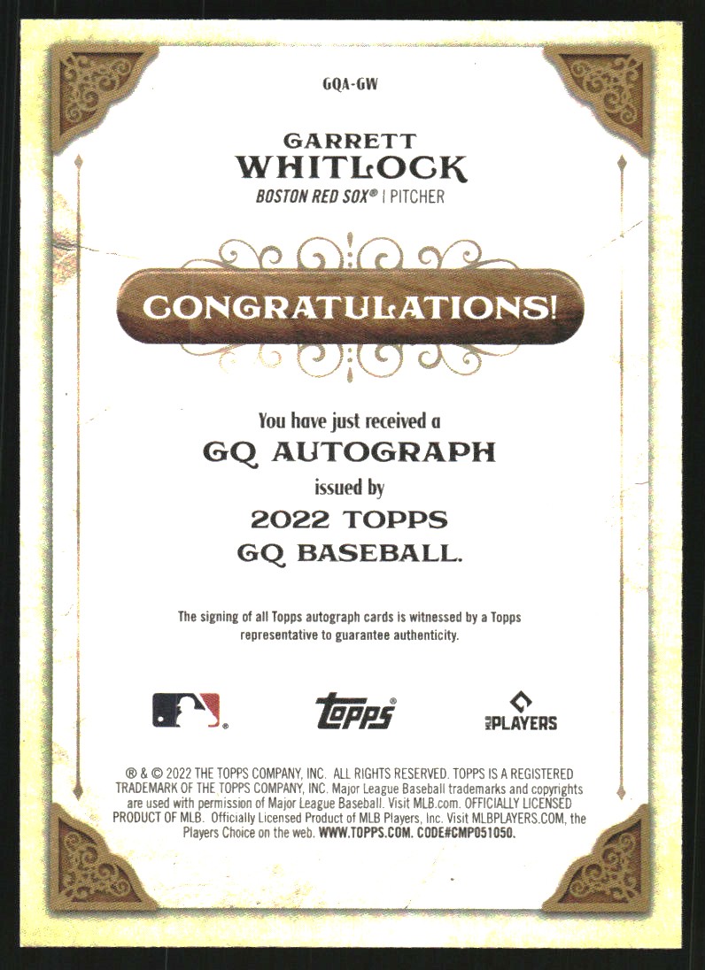 2022 Topps Gypsy Queen Autographs #GQAGW Garrett Whitlock