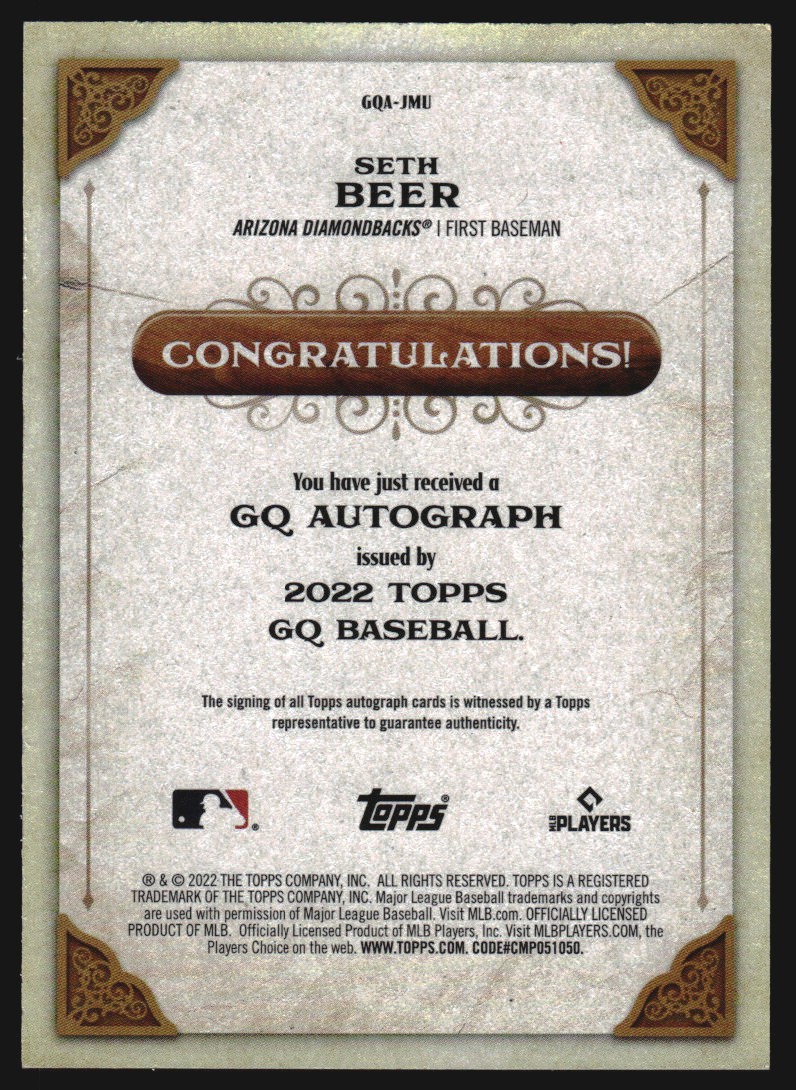 2022 Topps Gypsy Queen Autographs #GQAJMU Seth Beer
