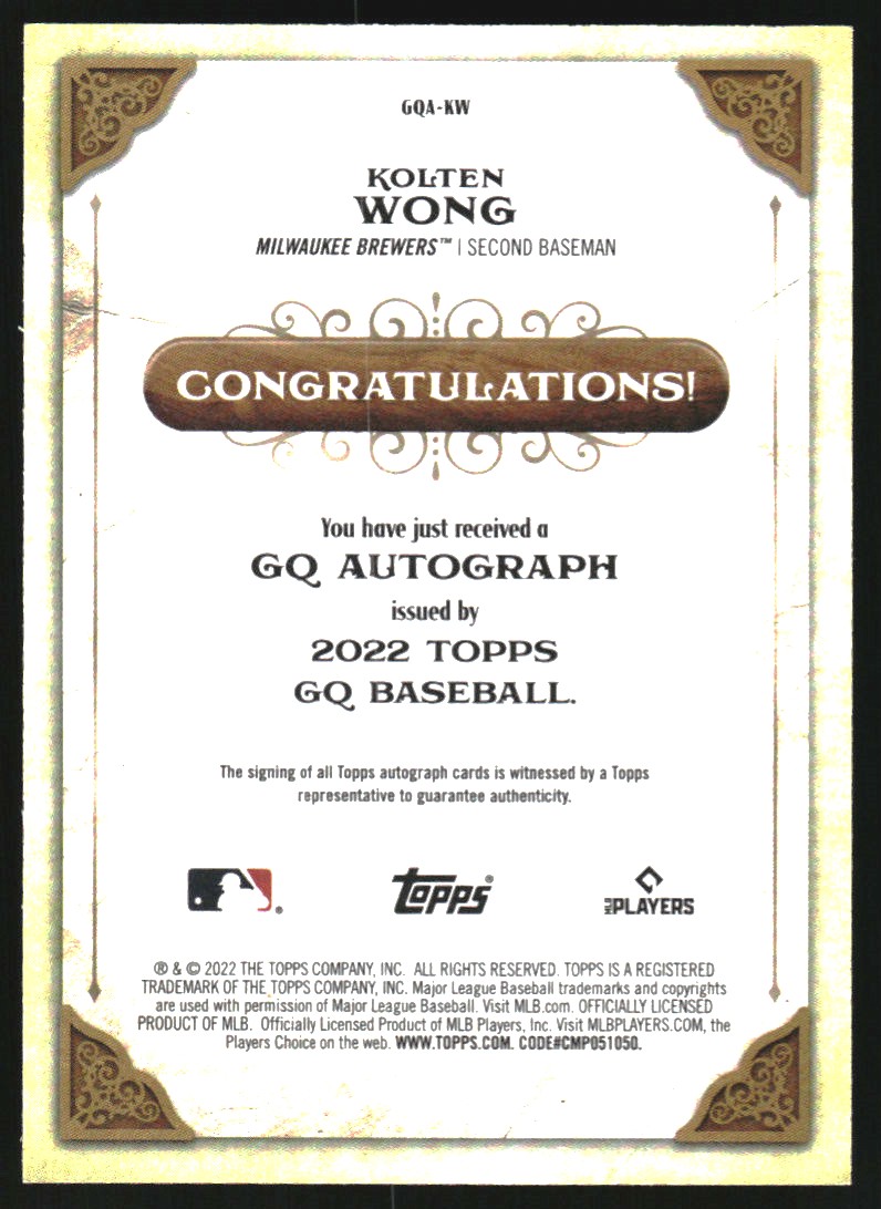 2022 Topps Gypsy Queen Autographs #GQAKW Kolten Wong