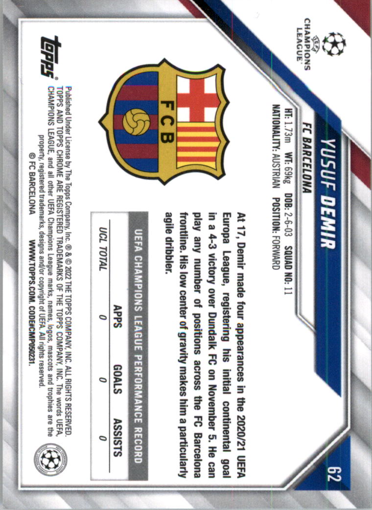 2021-22 Topps Chrome UEFA Champions League Soccer Card Pick (Base)