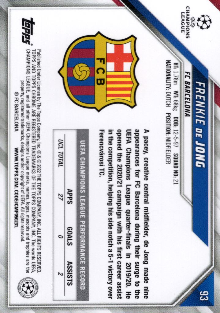 2021-22 Topps Chrome UEFA Champions League Soccer Card Pick (Base)