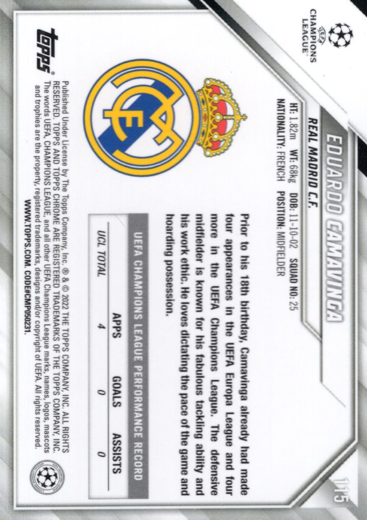 2021-22 Topps Chrome UEFA Champions League Soccer Card Pick (Base)