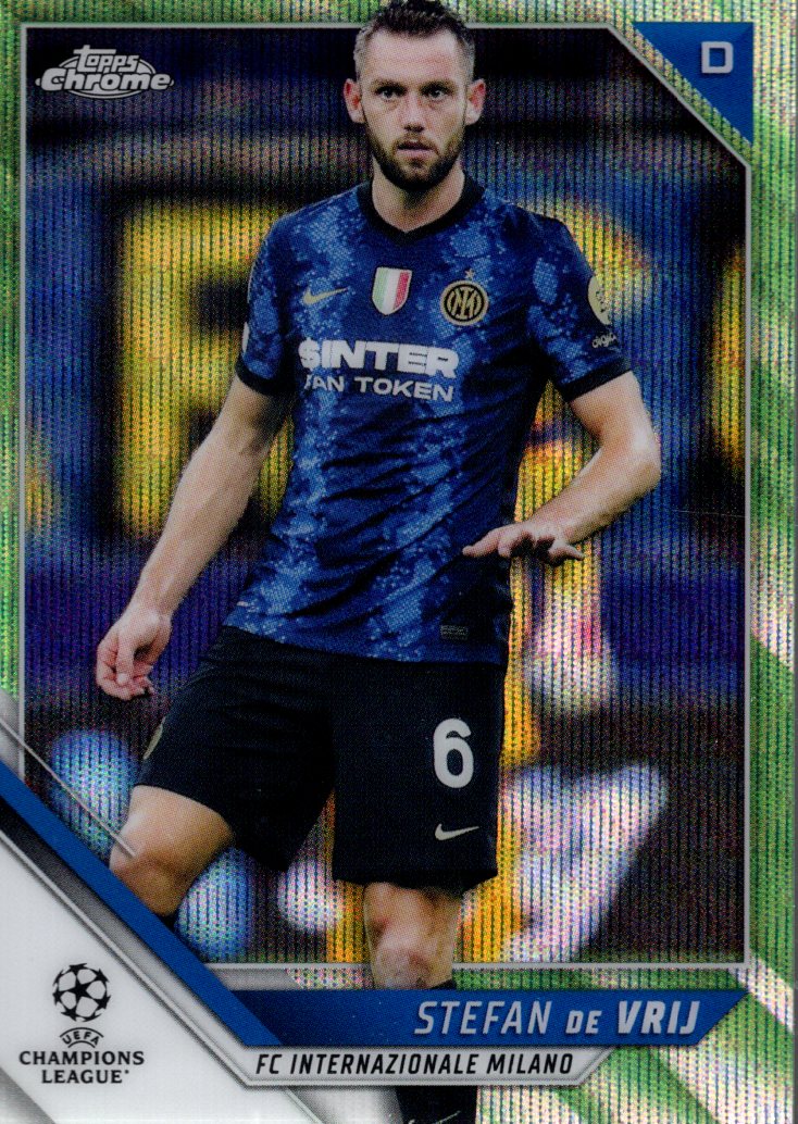 2021-22 Topps Chrome UEFA Champions Neon Green Wave 179 Stefan de