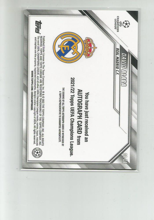 2021-22 Topps Chrome UEFA Champions League Autographs #CADA