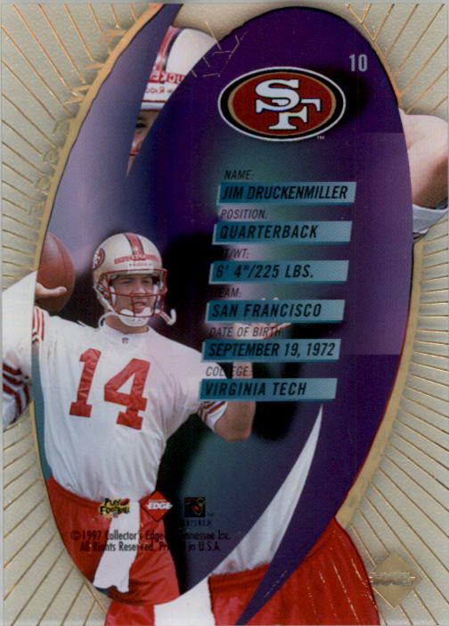 1997 Collector's Edge Extreme Finesse #10 Jim Druckenmiller back image