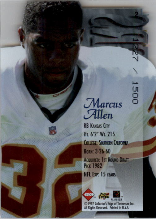 1997 Collector's Edge Extreme Forerunners #2 Marcus Allen back image