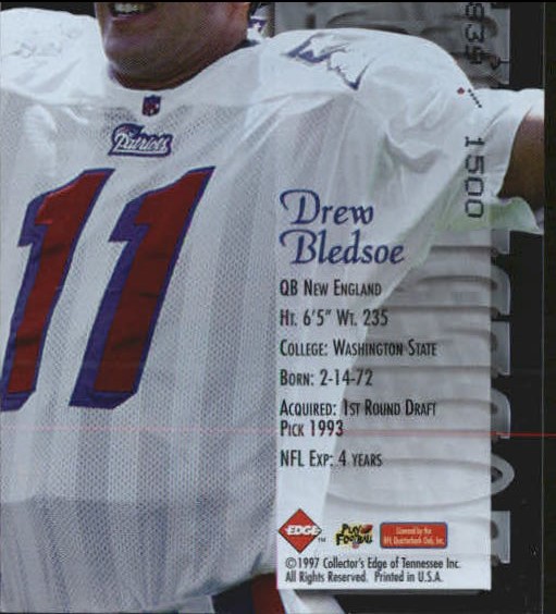 1997 Collector's Edge Extreme Forerunners #4 Drew Bledsoe back image