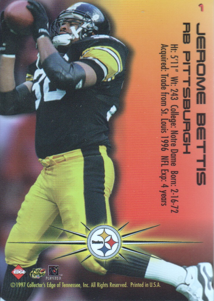 1997 Collector's Edge Extreme Fury #1 Jerome Bettis back image