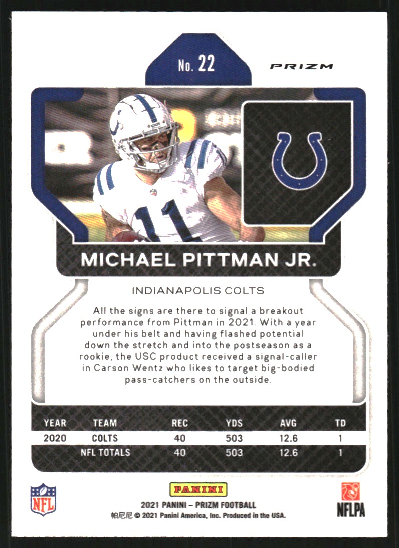 2021 Panini Prizm Prizms Orange Disco #22 Michael Pittman Jr.