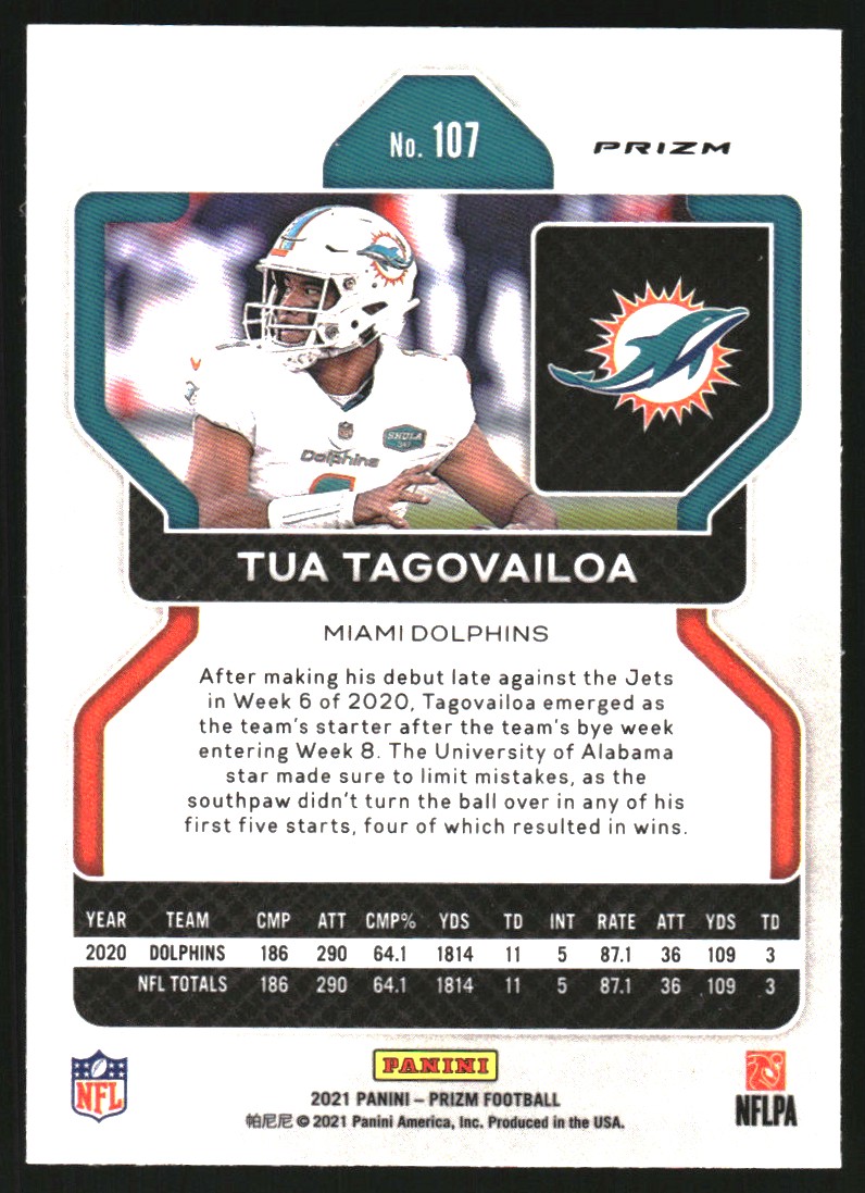 2021 Panini Prizm Prizms Lazer #107 Tua Tagovailoa