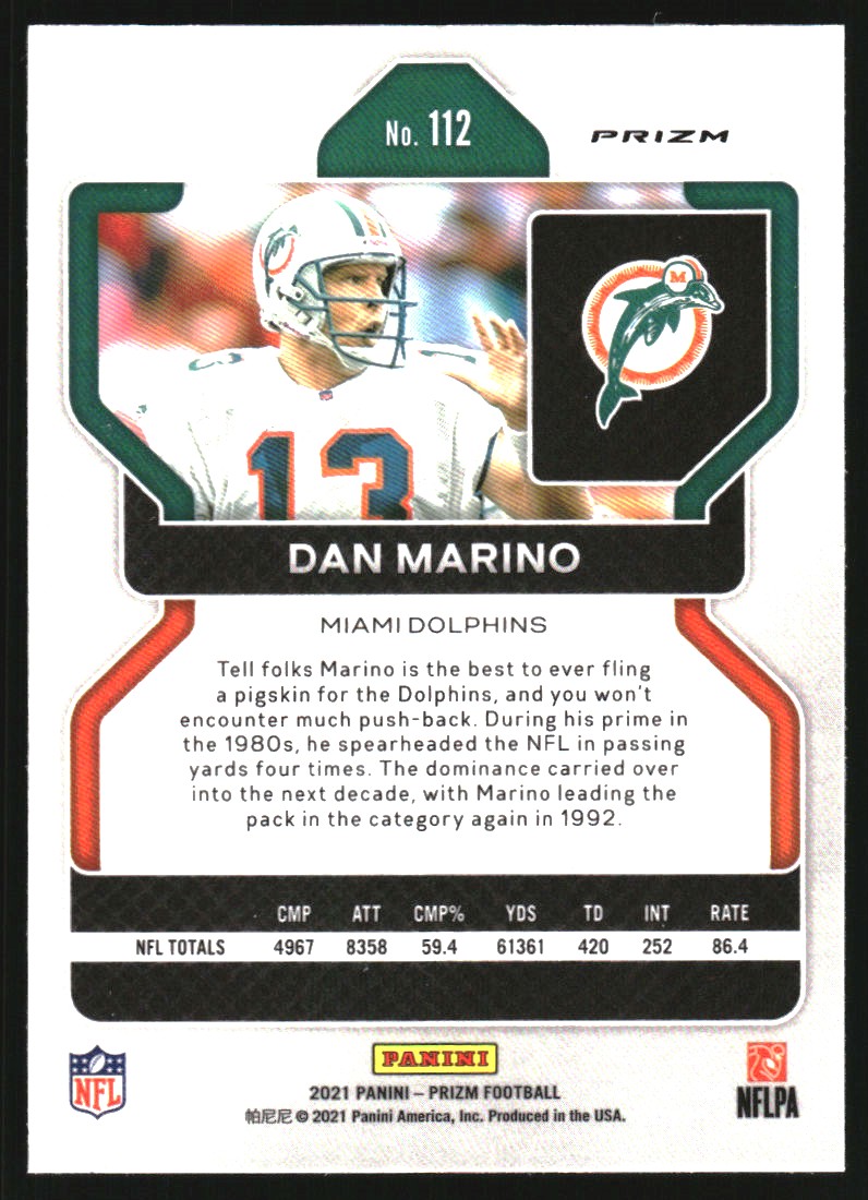 2021 Panini Prizm Prizms Lazer #112 Dan Marino