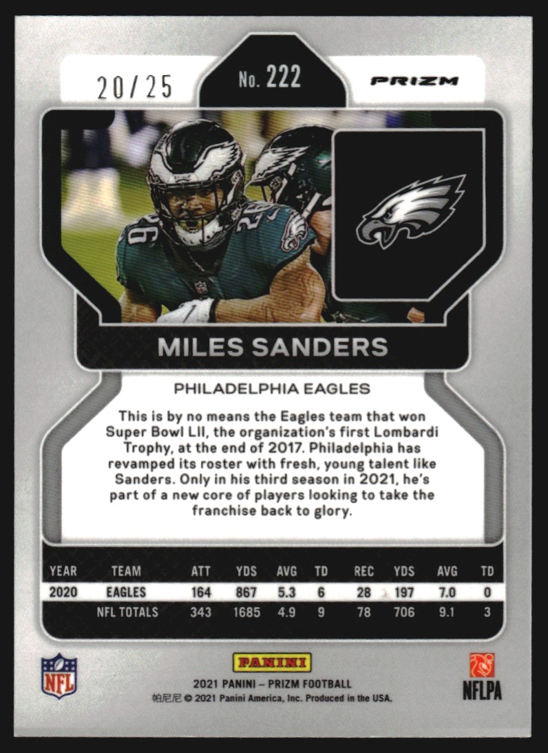 2021 Panini Prizm Prizms Navy Camo #222 Miles Sanders