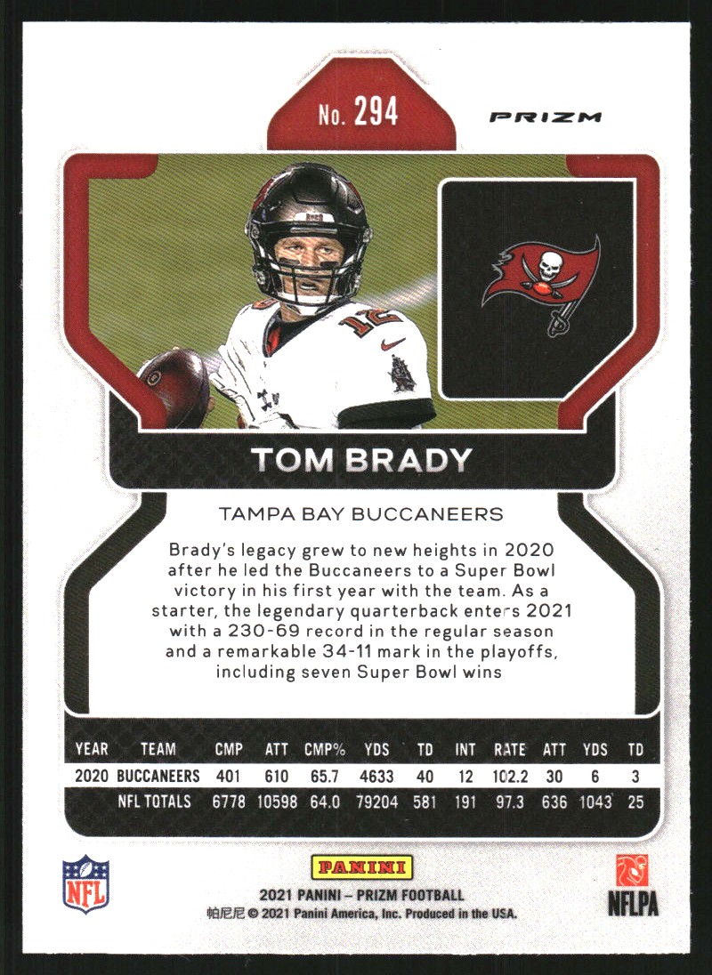 2021 Panini Prizm Prizms Pink #294 Tom Brady