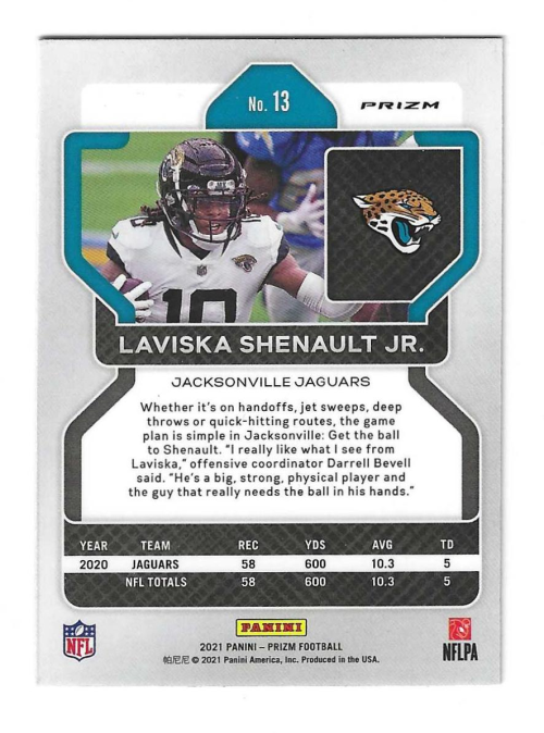 2021 Panini Prizm Prizms Red #13 Laviska Shenault Jr. back image