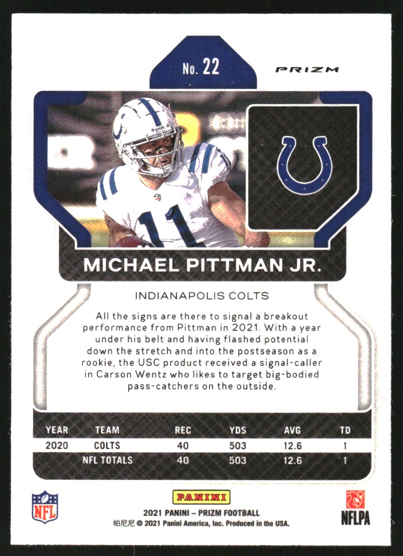 2021 Panini Prizm Prizms Red Ice #22 Michael Pittman Jr.
