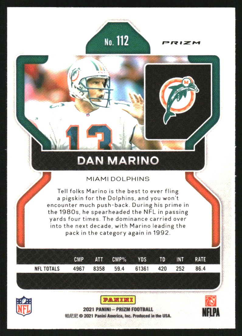 2021 Panini Prizm Prizms Red Ice #112 Dan Marino