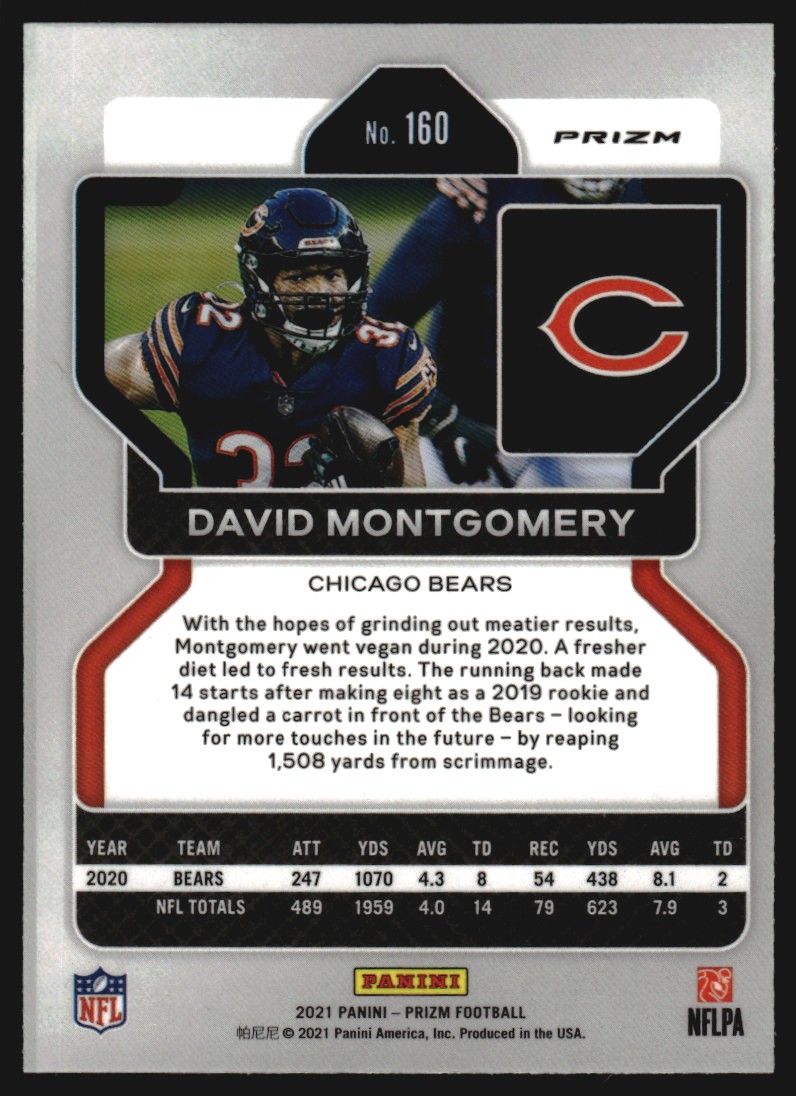 2021 Panini Prizm Prizms Red Ice #160 David Montgomery