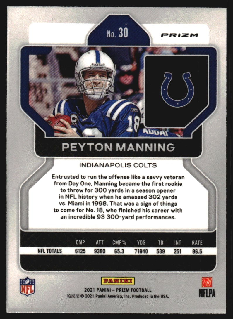 2021 Panini Prizm Prizms Red White and Blue #30 Peyton Manning