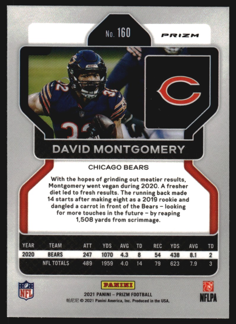 2021 Panini Prizm Prizms Red White and Blue #160 David Montgomery