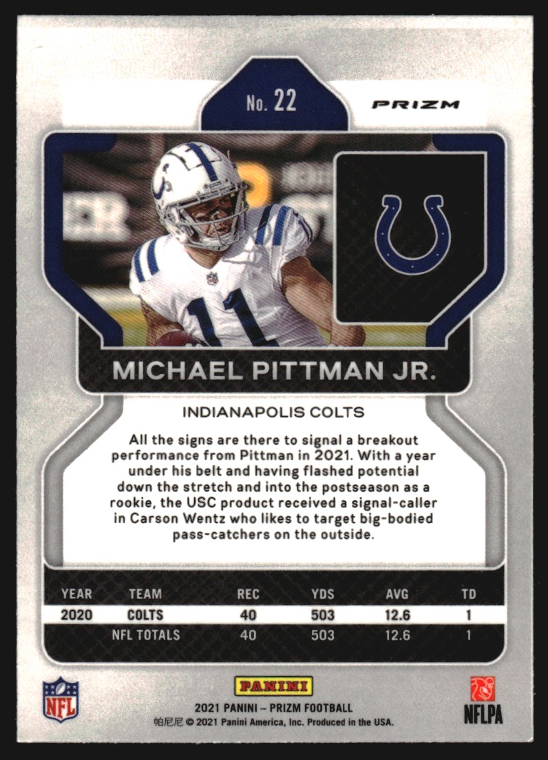 2021 Panini Prizm Prizms Silver #22 Michael Pittman Jr.