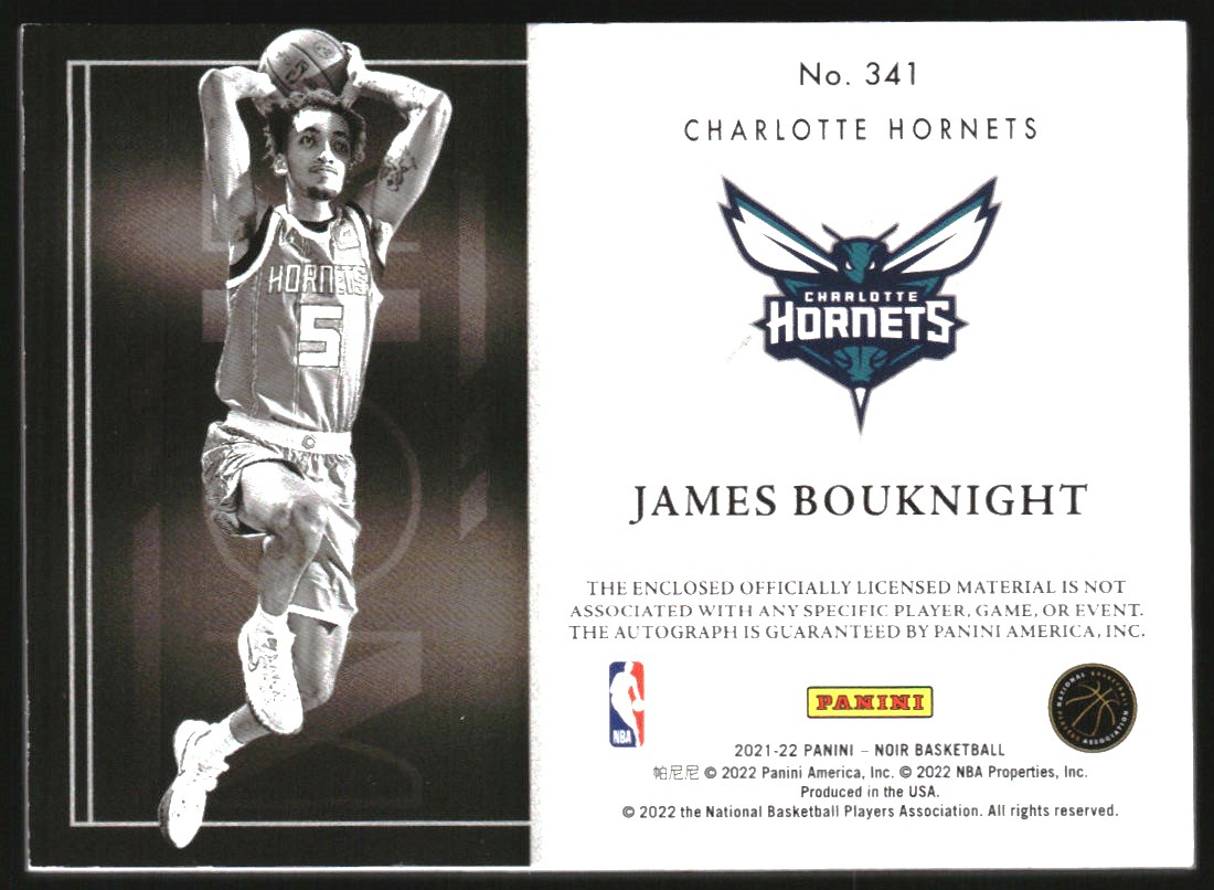 2021-22 Panini Noir #341 James Bouknight AU JSY BW