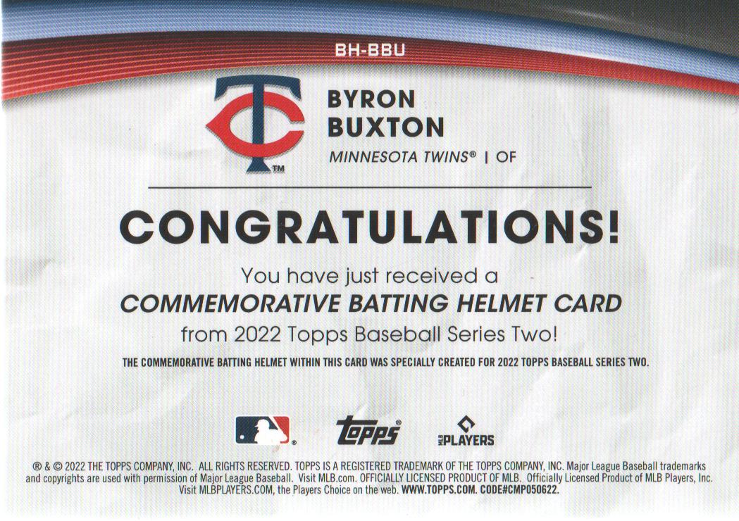 2022 Topps Commemorative Batting Helmet Relics #BHBBU Byron Buxton - NM ...