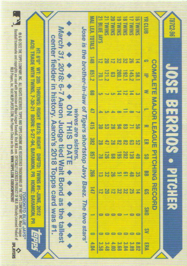 2022 Topps Baseball '87 Topps Silver Pack Chrome Series 2 Insert: Pick from List - Picture 96 of 98