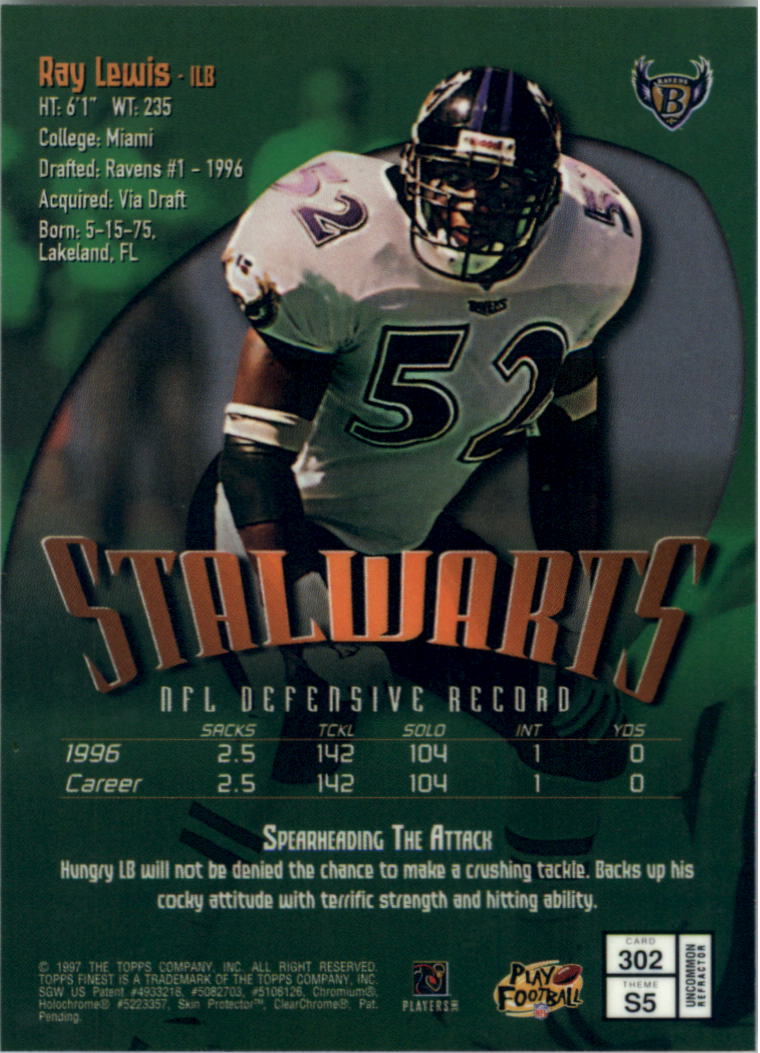 1997 Finest Refractors #302 Ray Lewis S back image
