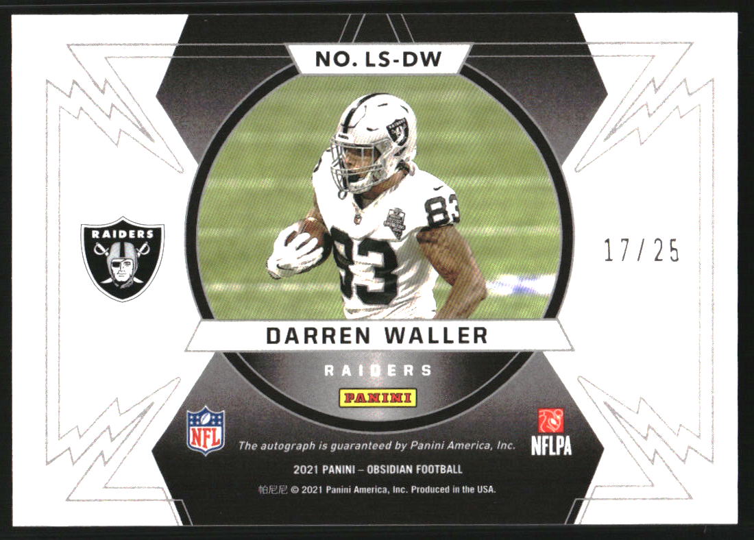2021 Panini Obsidian Lightning Strike Autographs Electric Etch Yellow #4 Darren Waller/25