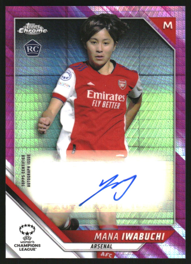 2021-22 Topps Chrome UEFA Women's Champions League Autographs Pink Prism Refractors #BAMI Mana Iwabuchi