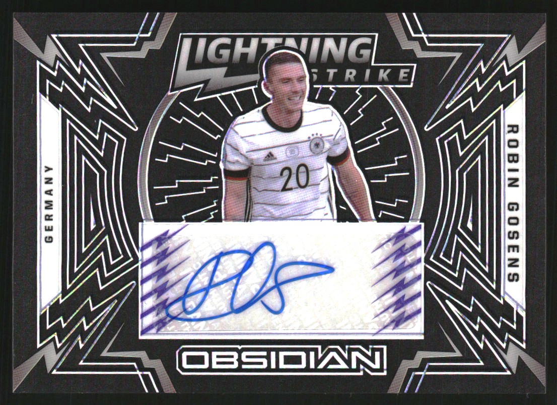 2021-22 Panini Obsidian Lightning Strike Autographs Electric Etch Purple #29 Robin Gosens/75