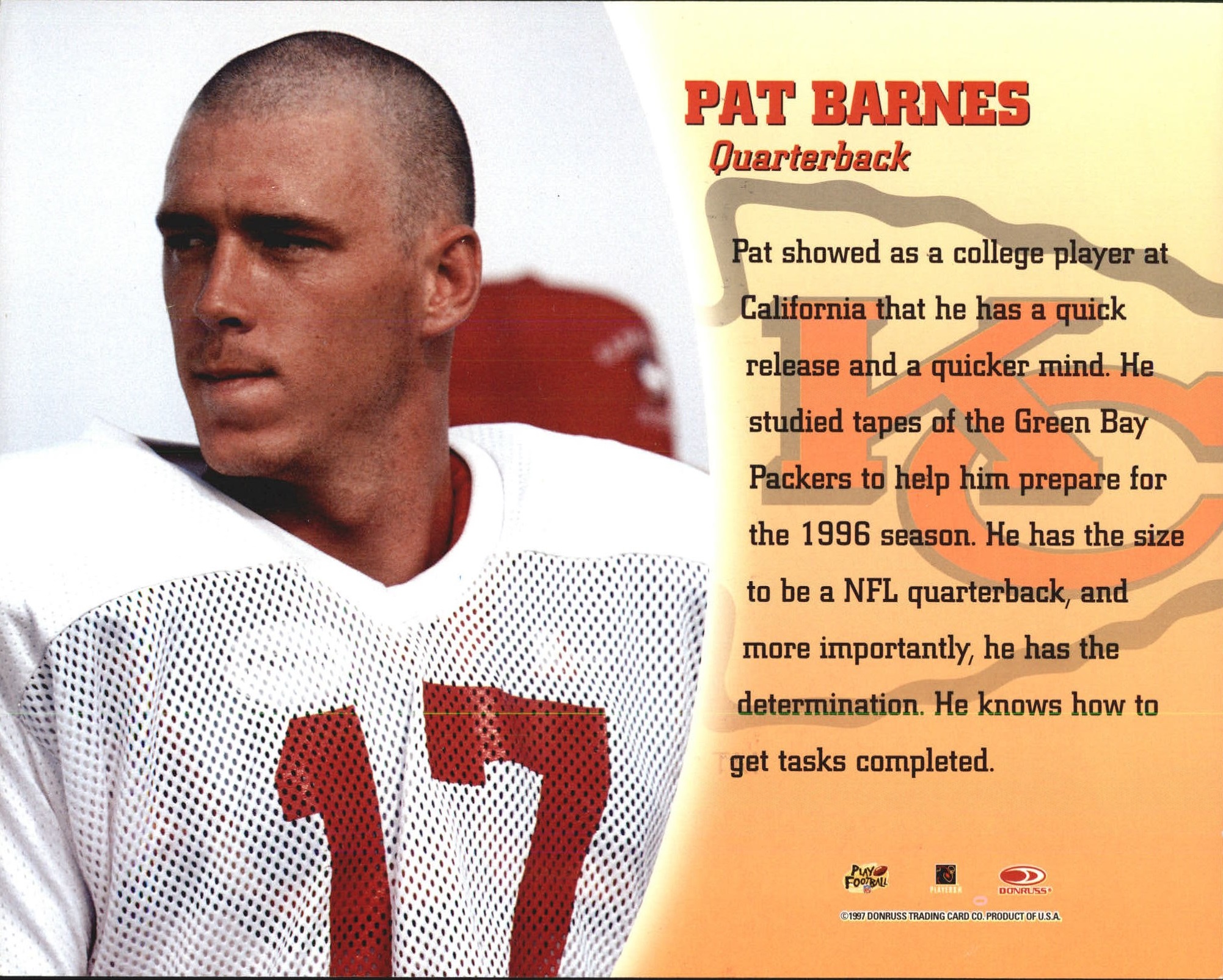 1997 Leaf Signature Autographs #10 Pat Barnes/4000* back image