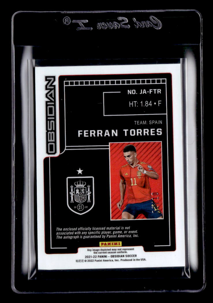 2021-22 Panini Obsidian Jersey Autographs Electric Etch Yellow #40 Ferran Torres back image