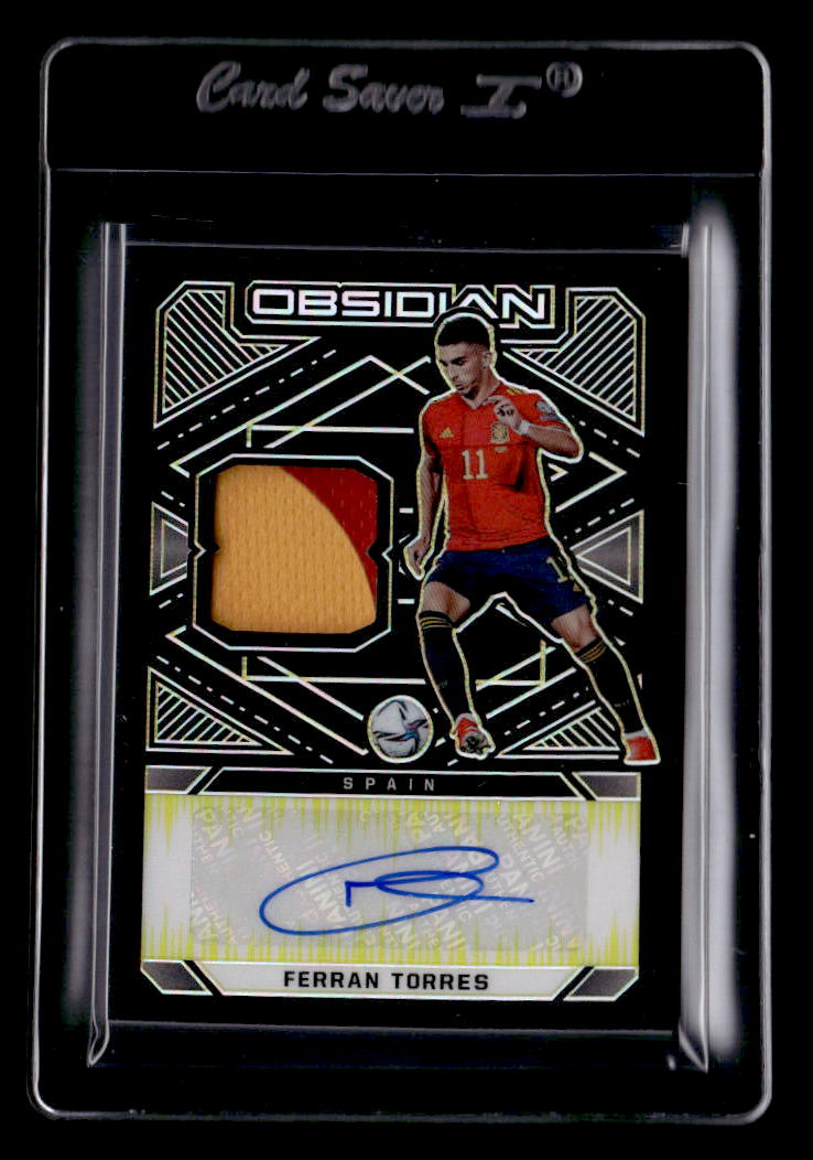 2021-22 Panini Obsidian Jersey Autographs Electric Etch Yellow #40 Ferran Torres
