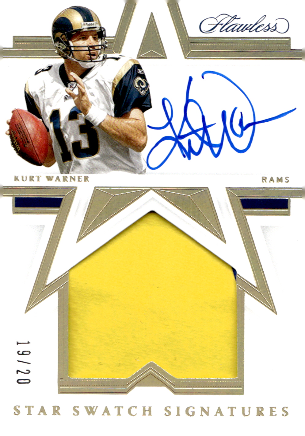 2021 Panini Flawless Star Swatch Signatures #22 Kurt Warner/20