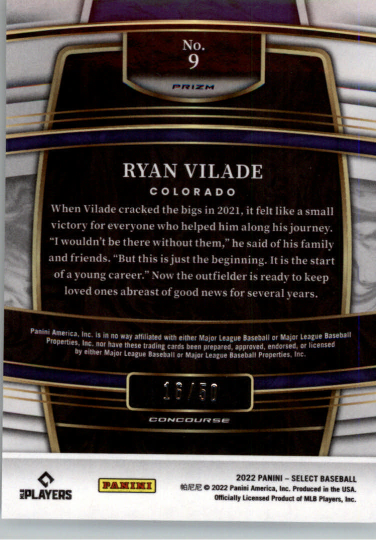 2022 Select White #9 Ryan Vilade back image