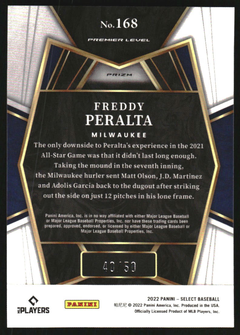 2022 Select White #168 Freddy Peralta PRM back image