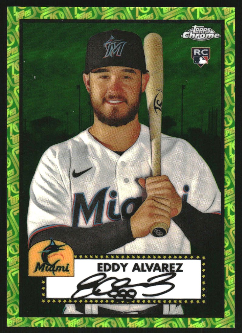 2021 Topps Chrome Platinum Anniversary Green and Yellow 70th Anniversary Refractors #135 Eddy Alvarez
