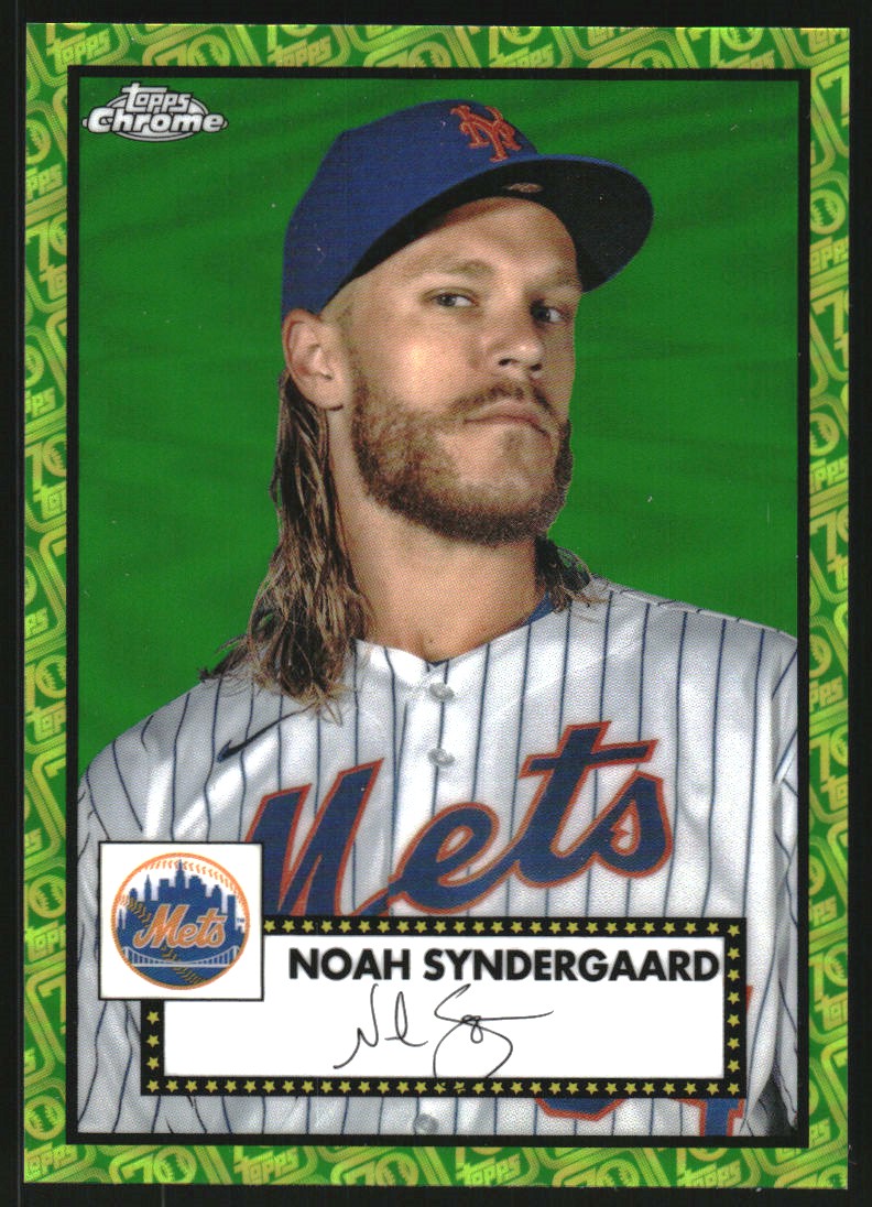2021 Topps Chrome Platinum Anniversary Green and Yellow 70th Anniversary Refractors #428 Noah Syndergaard