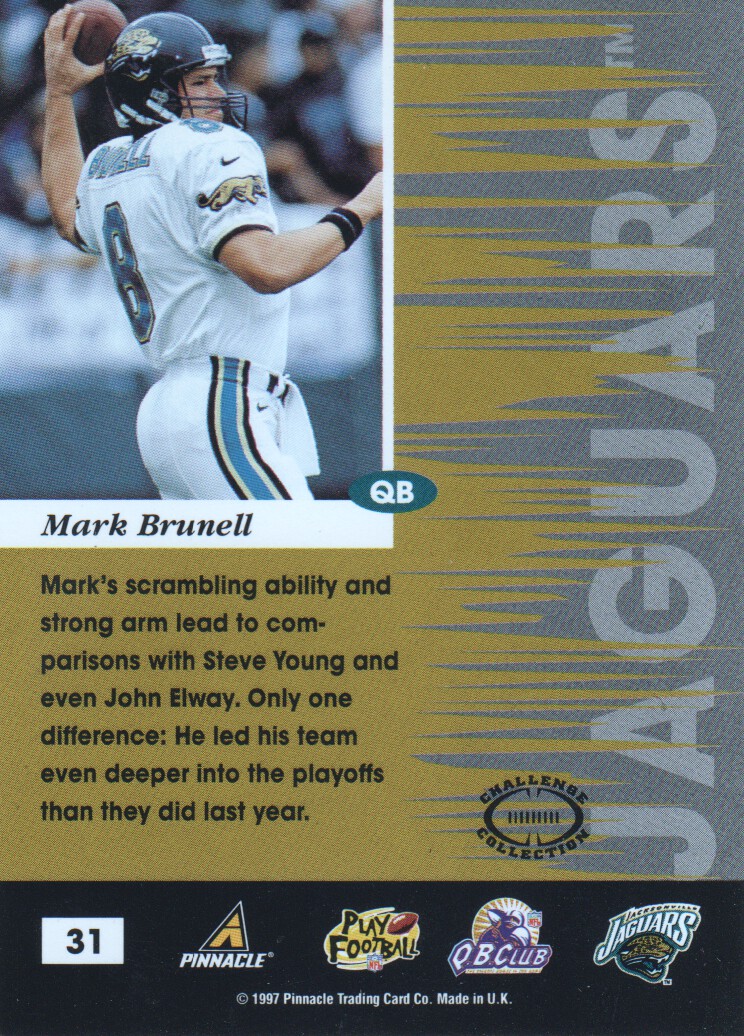 1997 Pinnacle Inscriptions Challenge Collection #31 Mark Brunell TNL back image