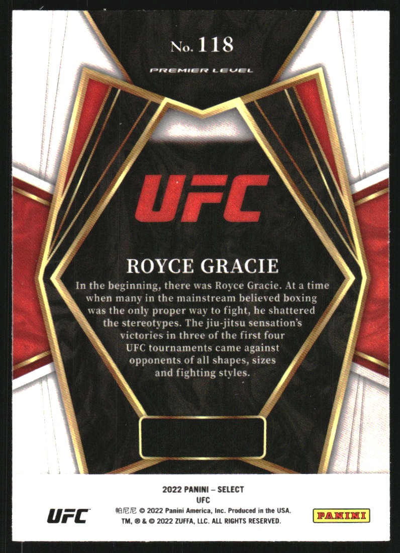 2022 Select UFC #118 Royce Gracie back image