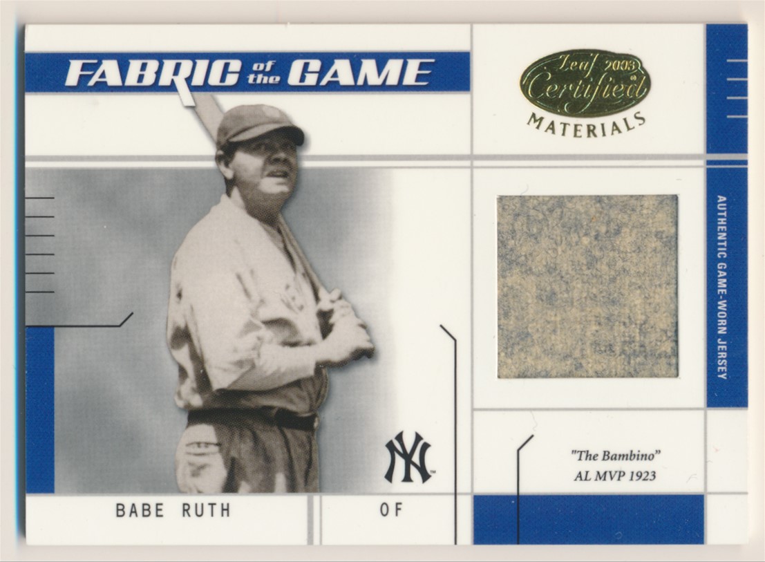 2003 Leaf Certified Materials Fabric of the Game #15IN Babe Ruth 2/10 Yankees E10473