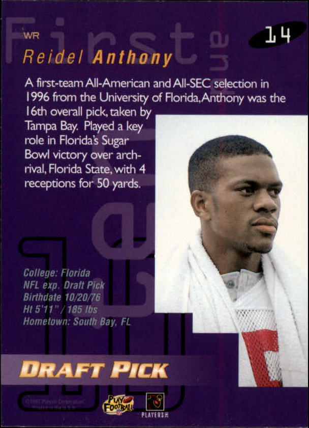 1997 Playoff First and Ten #14 Reidel Anthony RC back image